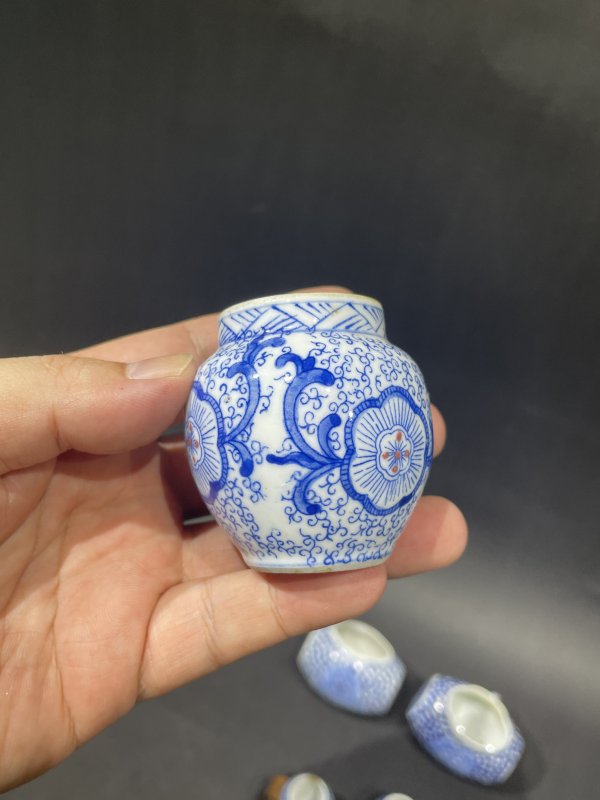 解放后青花粉彩鸟食罐一组 - 图7