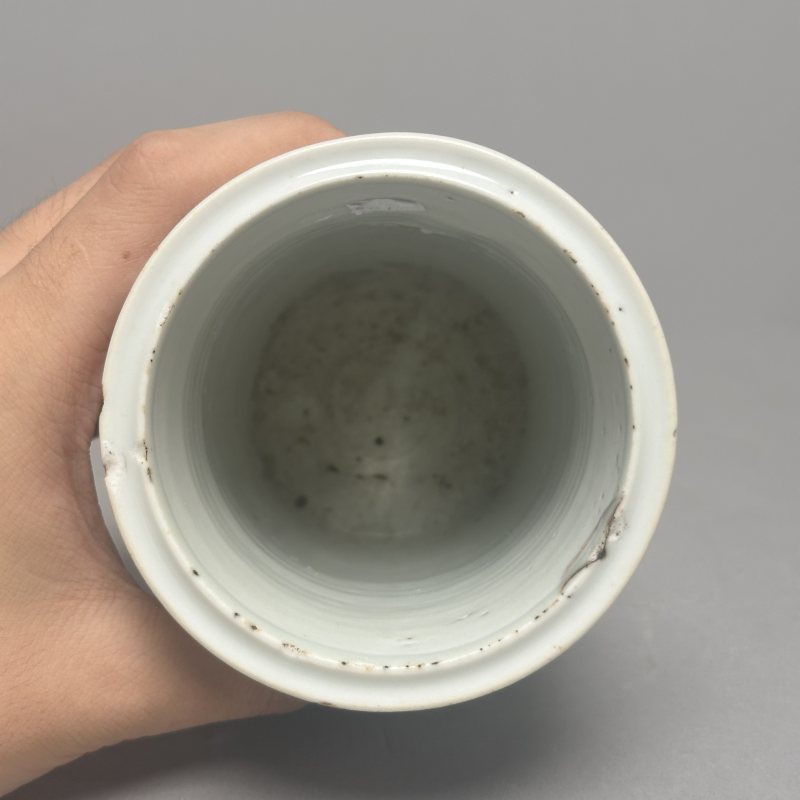 清康熙 青花山水人物图束腰笔筒 - 图7