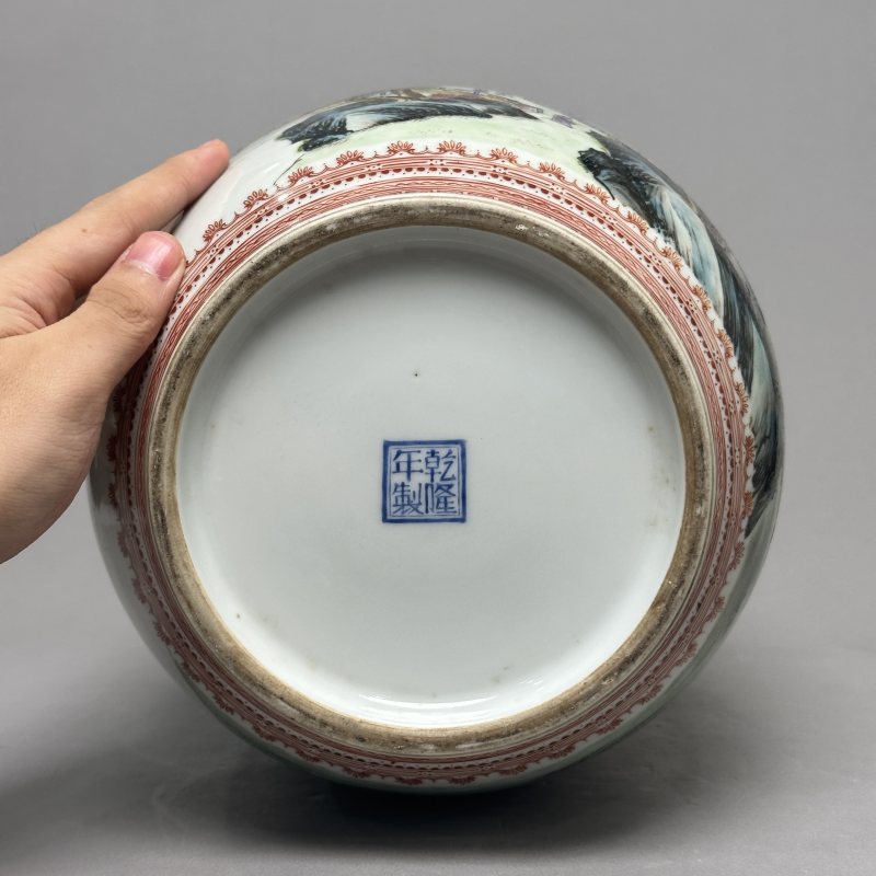 民国 粉彩山水人物图灯笼尊 - 图11