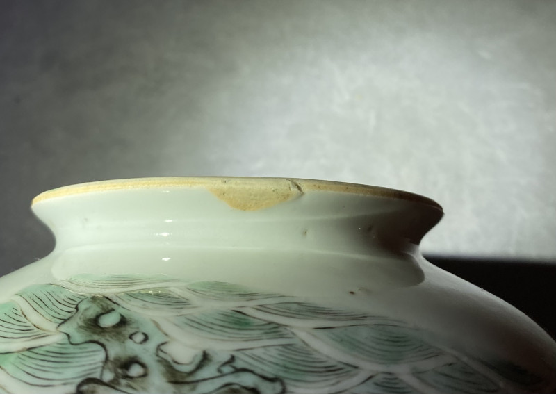 民国 粉彩神仙人物盘口瓶 - 图14