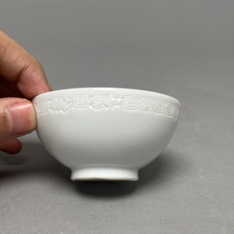 清晚期 白釉茶圆一对 - 图2