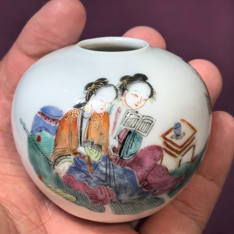 清道光 粉彩仕女图水盂 - 图8