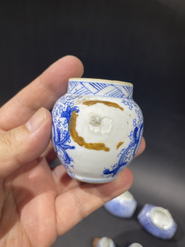 解放后青花粉彩鸟食罐一组 - 图10