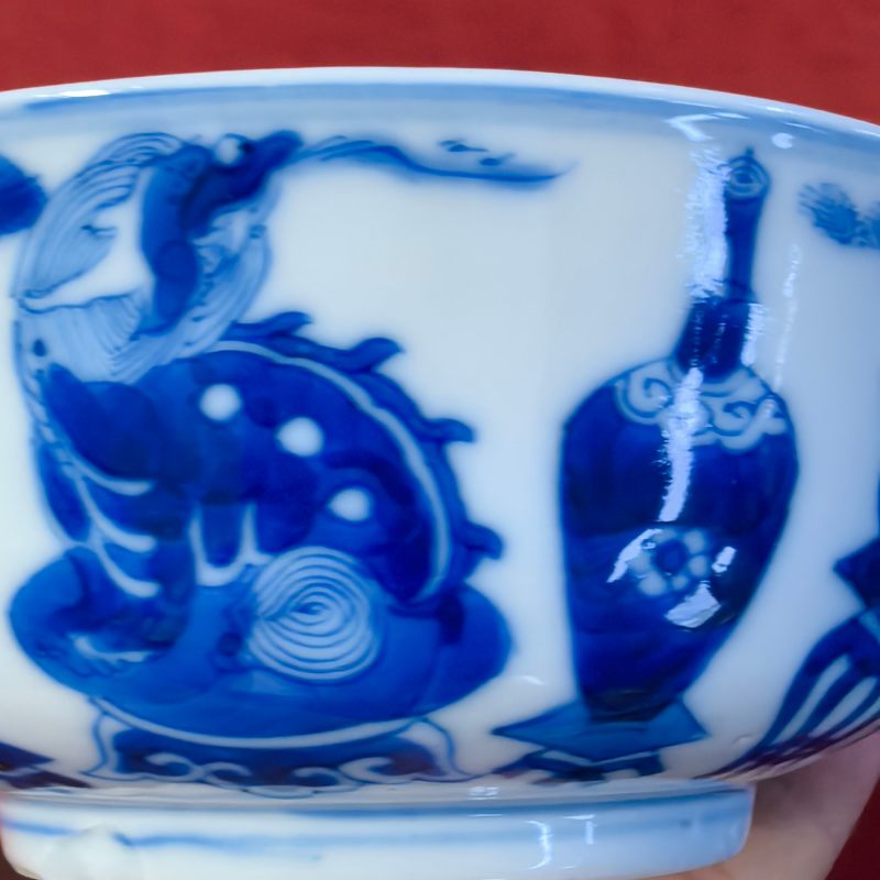 清光绪 青花博古纹碗 - 图11