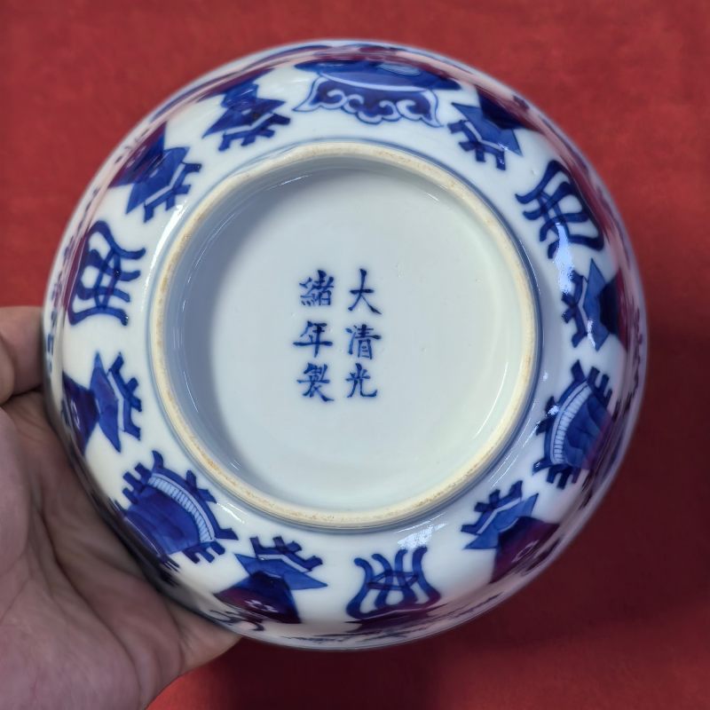 清光绪 青花博古纹碗 - 图12