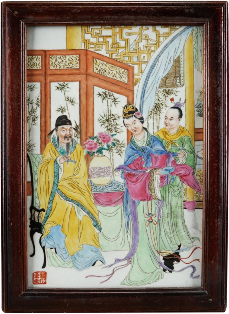    七八十年代 粉彩故事人物瓷板畫