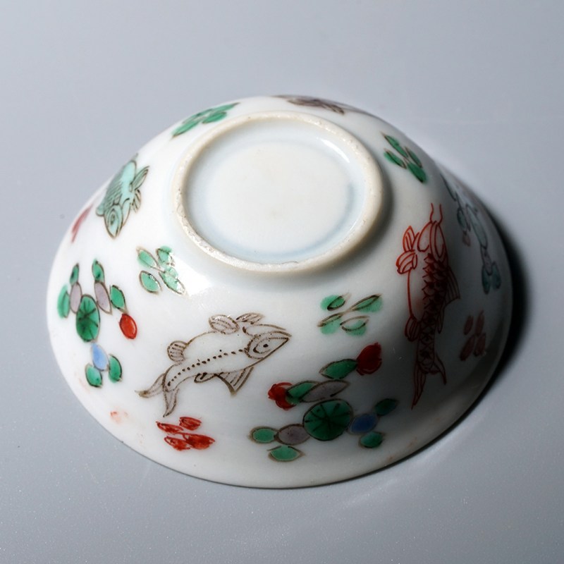 清康熙 五彩清白礼贵鱼藻纹小杯 - 图17
