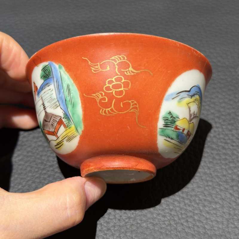 清中期 粉彩茶圆一组十只 - 图3