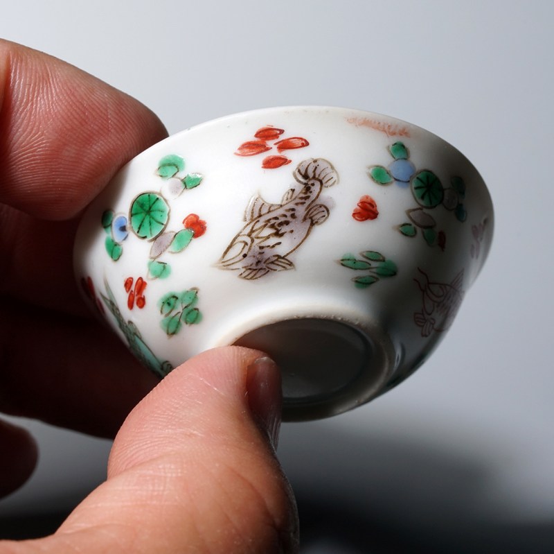 清康熙 五彩清白礼贵鱼藻纹小杯 - 图20