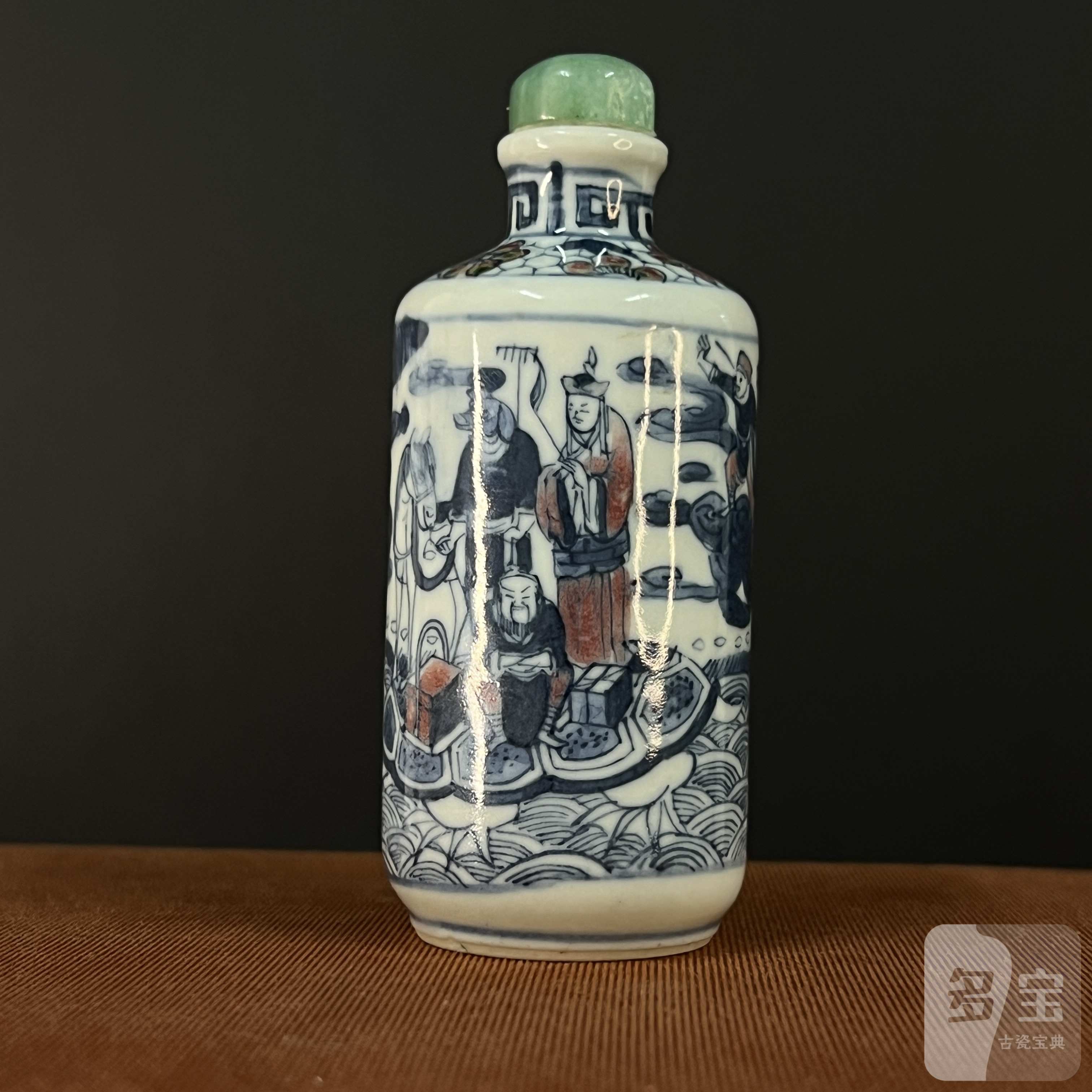清青花釉里红通天河纹鼻烟壶-多宝古瓷宝典