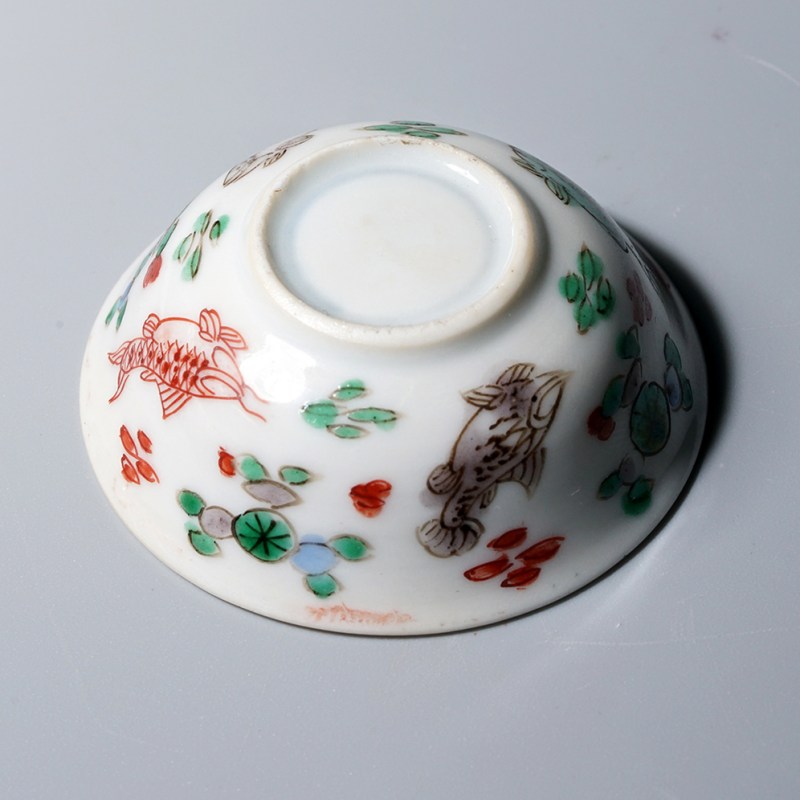 清康熙 五彩清白礼贵鱼藻纹小杯 - 图22