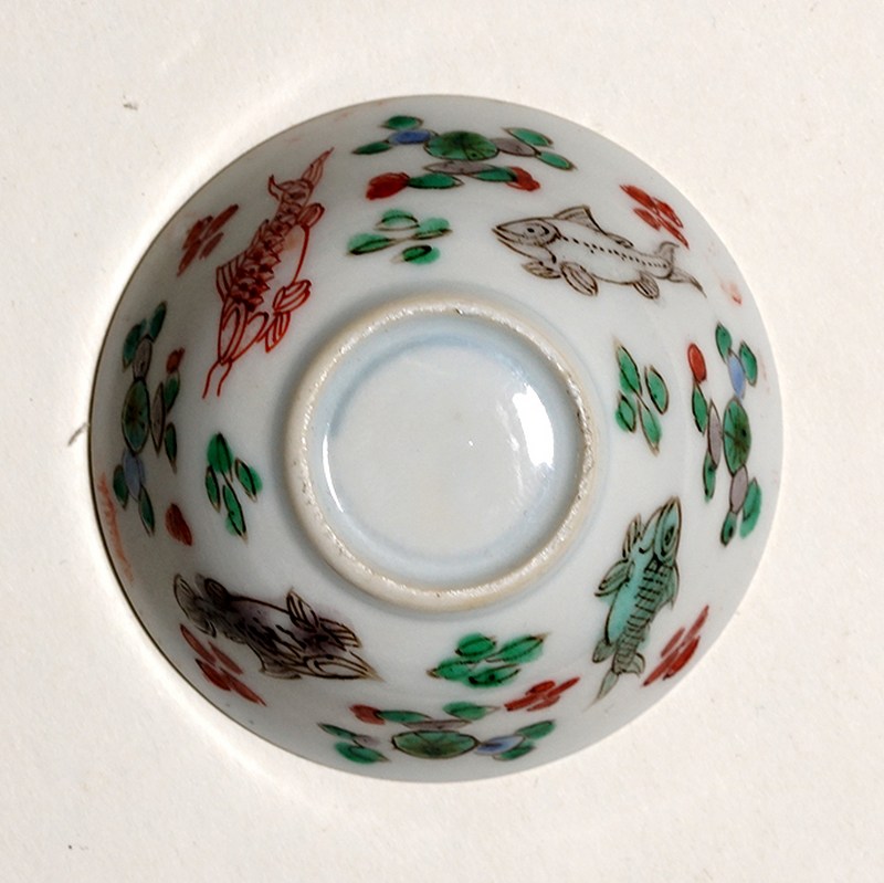 清康熙 五彩清白礼贵鱼藻纹小杯 - 图25