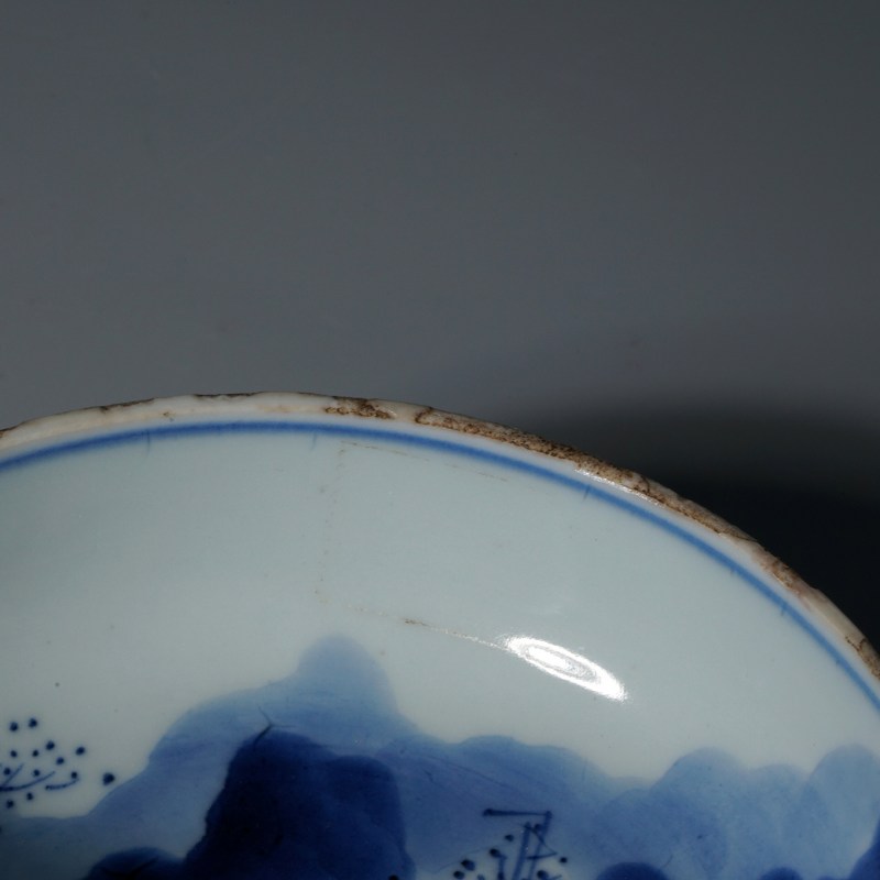 清康熙 积庆堂制青花山水纹盘一对 - 图16
