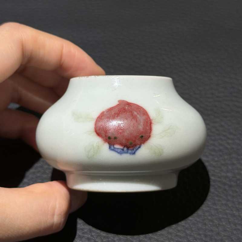 清乾隆 青花釉里红三多纹水盂 - 图5