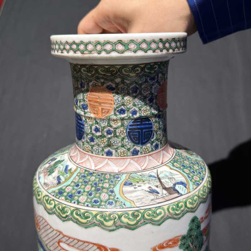 清光绪 五彩郭子仪拜寿图棒槌瓶 - 图8