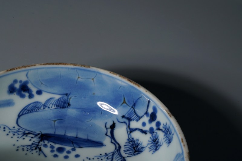 清康熙 积庆堂制青花山水纹盘一对 - 图19