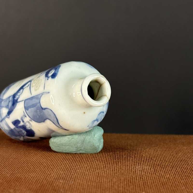 XMF-中国古美術 時代物 染付 青花釉裡紅 鼻煙壺 人物図 唐物 陶磁器