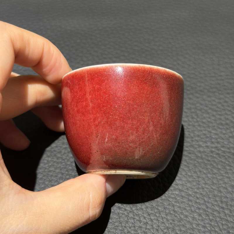 清雍正 霁红釉卧足杯 - 图3