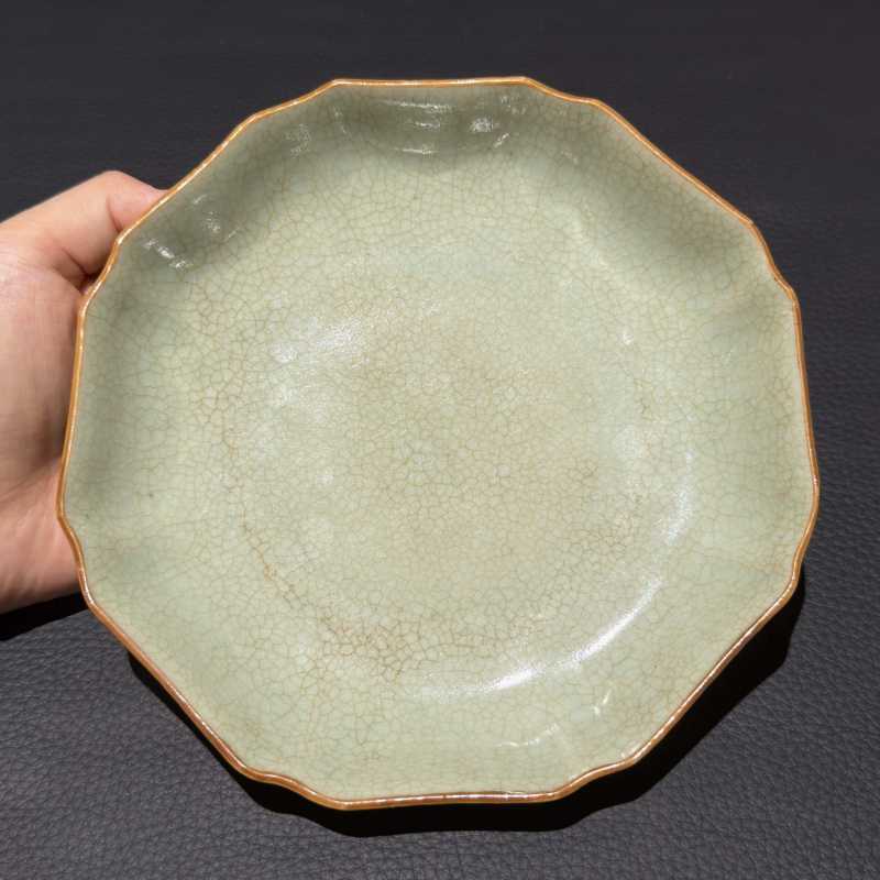 清康熙 郎窑绿釉花口洗 - 图2