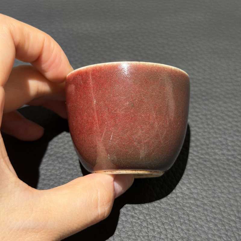 清雍正 霁红釉卧足杯 - 图4