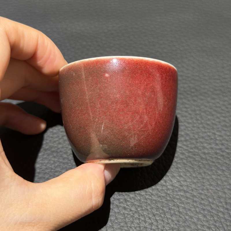 清雍正 霁红釉卧足杯 - 图5