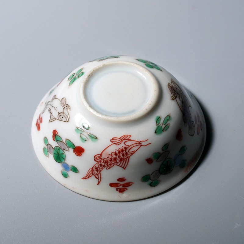 清康熙 五彩清白礼贵鱼藻纹小杯 - 图16