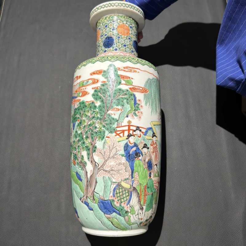 清光绪 五彩郭子仪拜寿图棒槌瓶 - 图4