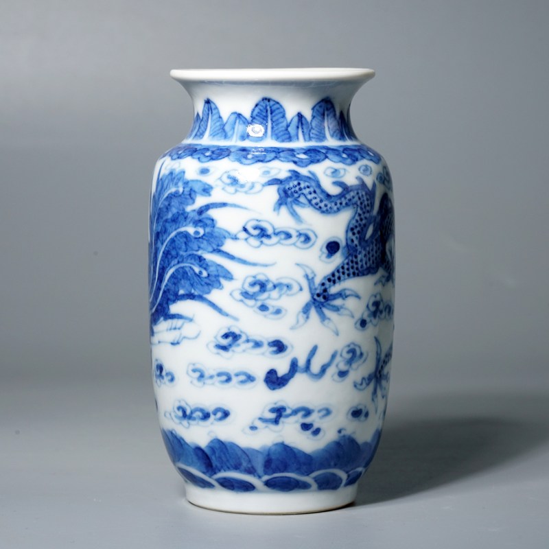 清晚期 青花龙凤纹灯笼小瓶 - 图3