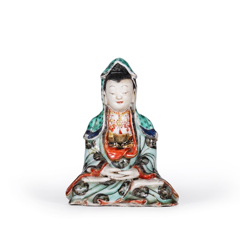 清康熙 五彩观音坐像