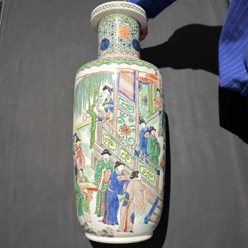 清光绪 五彩郭子仪拜寿图棒槌瓶 - 图5