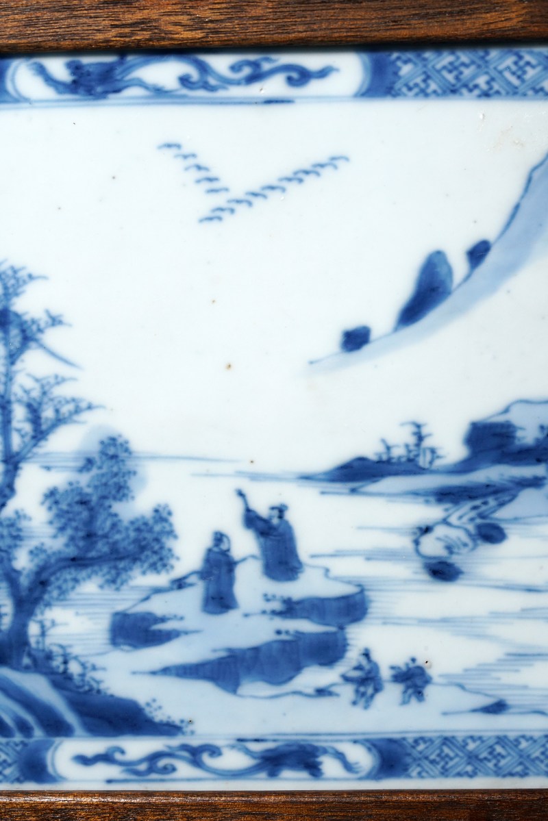 清康熙 青花山水绘画插屏 - 图6