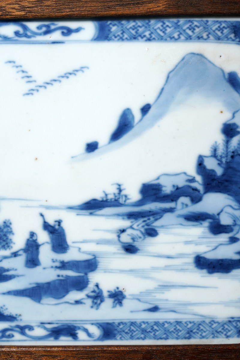 清康熙 青花山水绘画插屏 - 图7