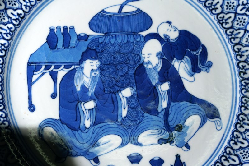 清晚期 青花唯有饮者留其名图盘 - 图6
