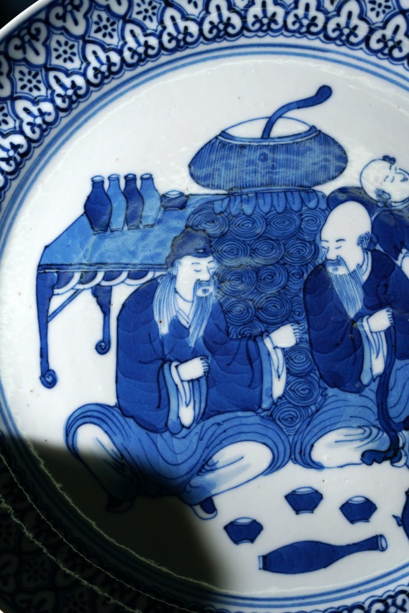 清晚期 青花唯有饮者留其名图盘 - 图7