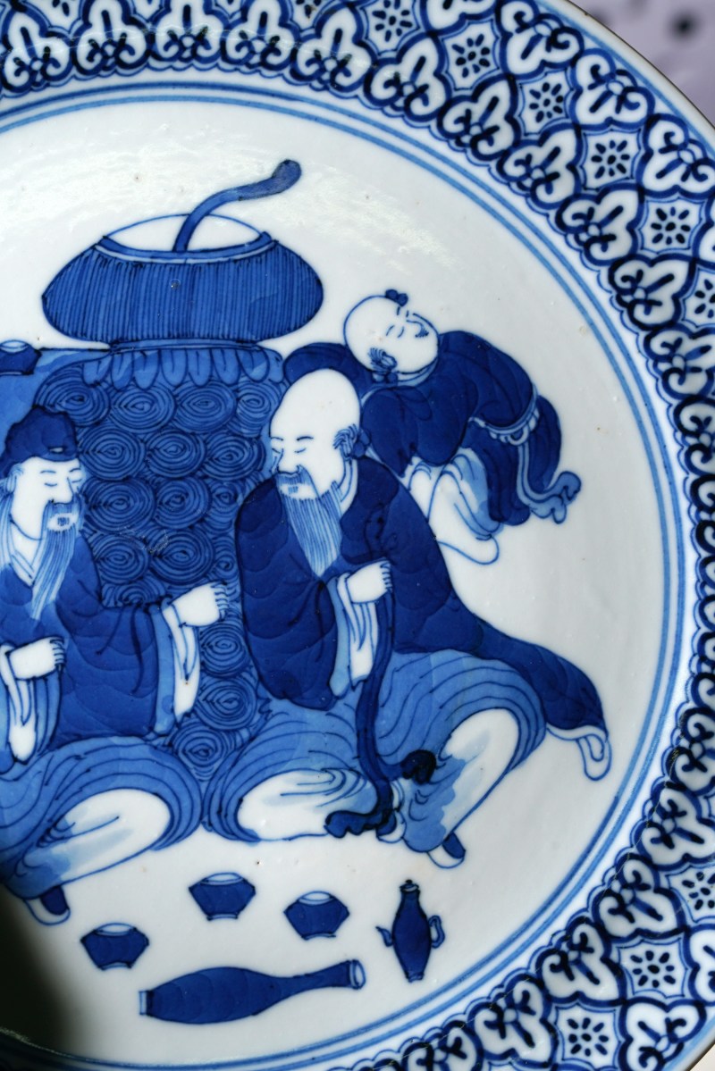 清晚期 青花唯有饮者留其名图盘 - 图8