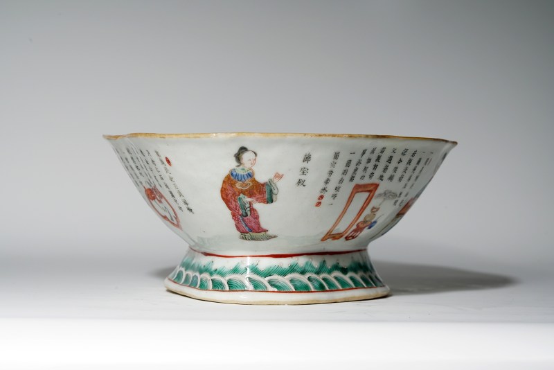 清道光 粉彩红楼梦故事图海棠碗 - 图5