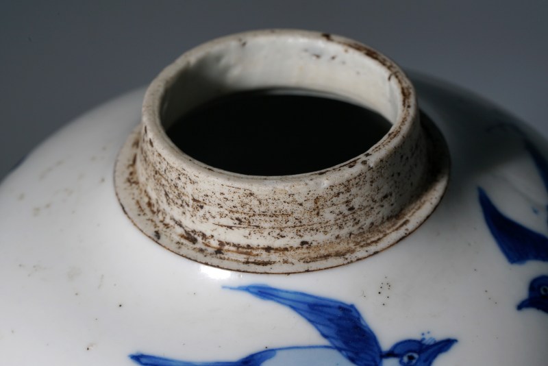 清康熙 青花雉鸡牡丹纹广口梅瓶（配盖） - 图10