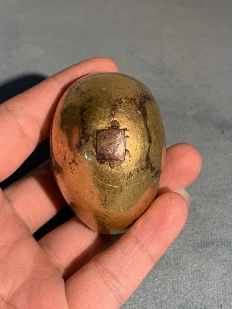 清 铜鎏金托巴碗摆件（附银质器座） - 图12