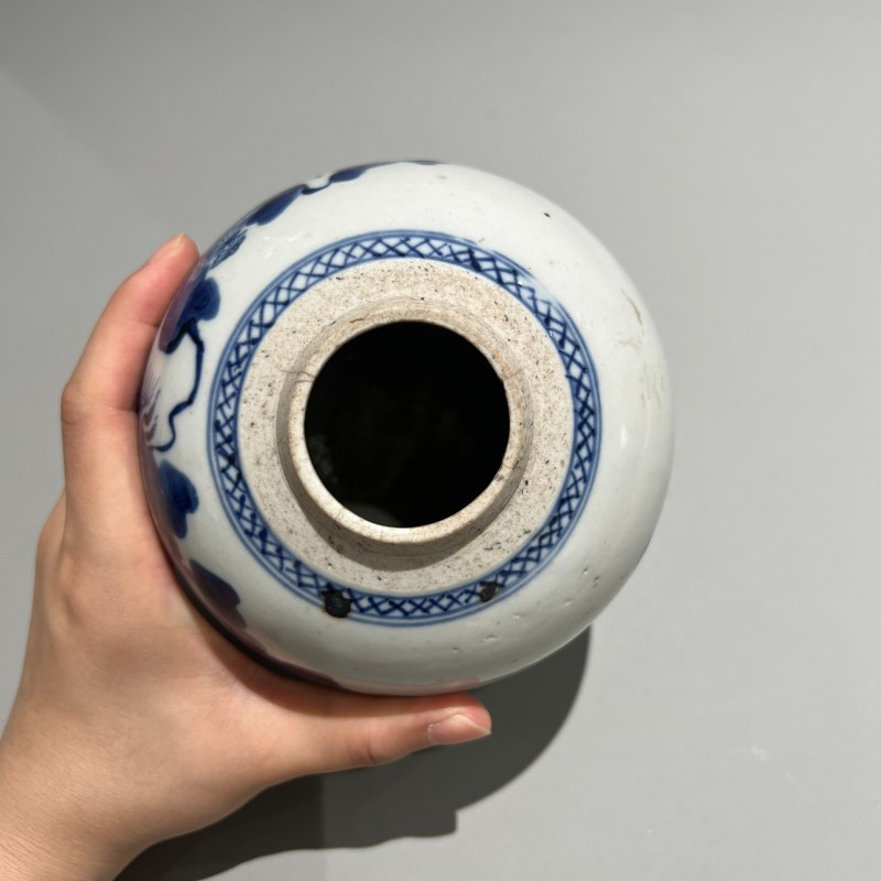 清代 青花山水罐 - 图8
