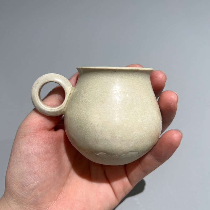 明代 白釉把杯 - 图5