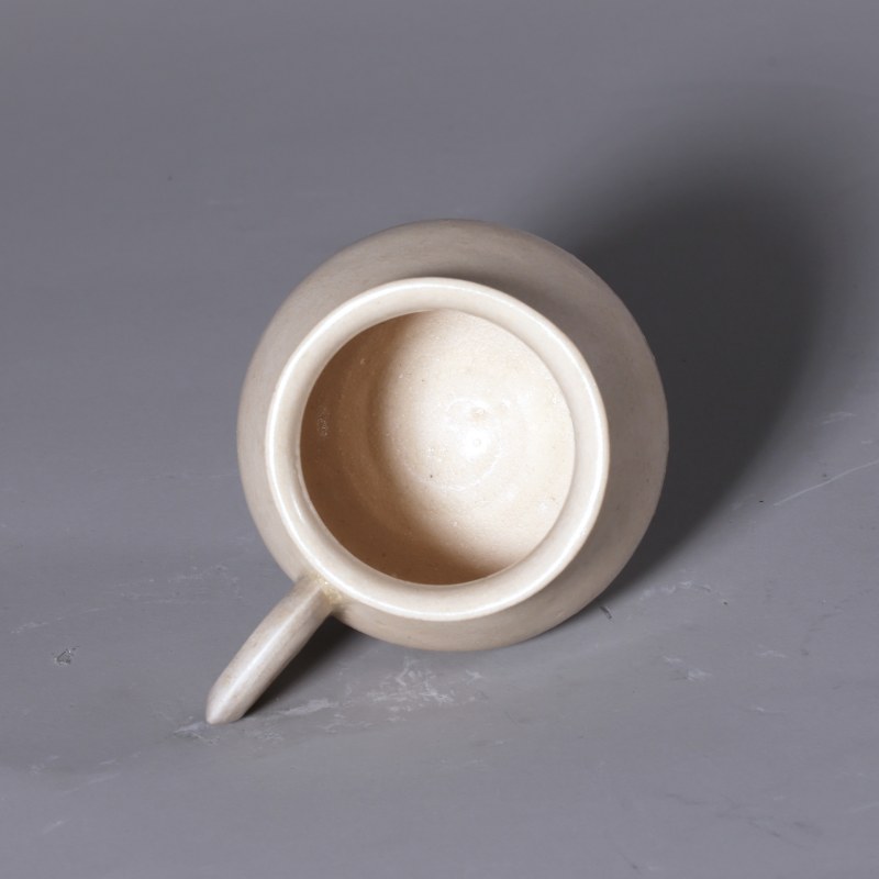 明代 白釉把杯 - 图3