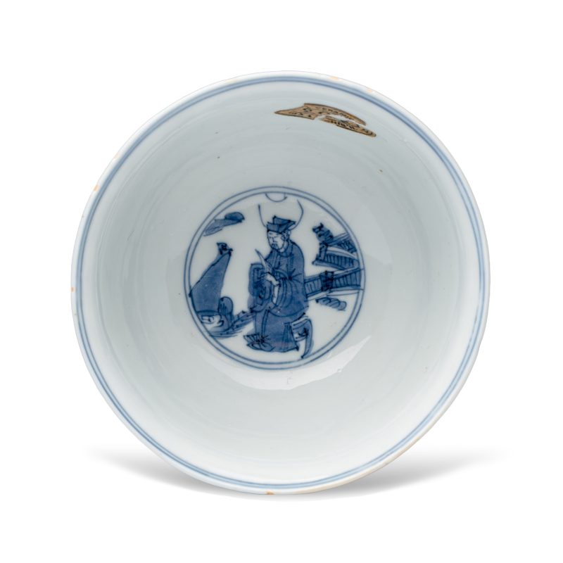 竹林七賢 | A rare Chinese blue and white 'Zhu Lin Qi Xian 竹林七賢' stem cup - 图6