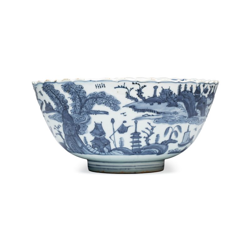 A Chinese blue and white 'Riverscape' bowl - 图3