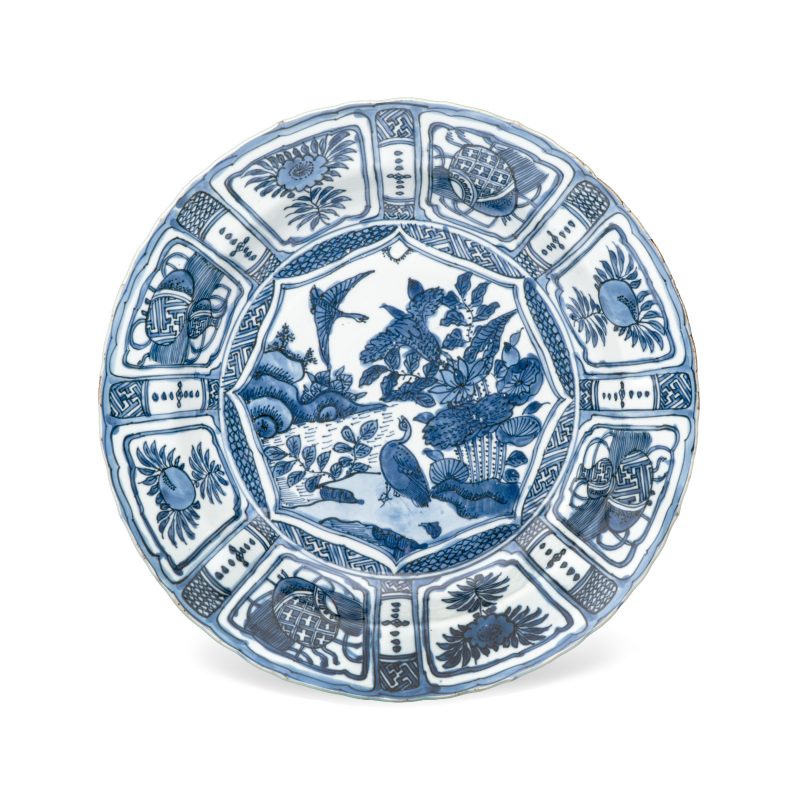 A Chinese blue and white 'Geese' dish