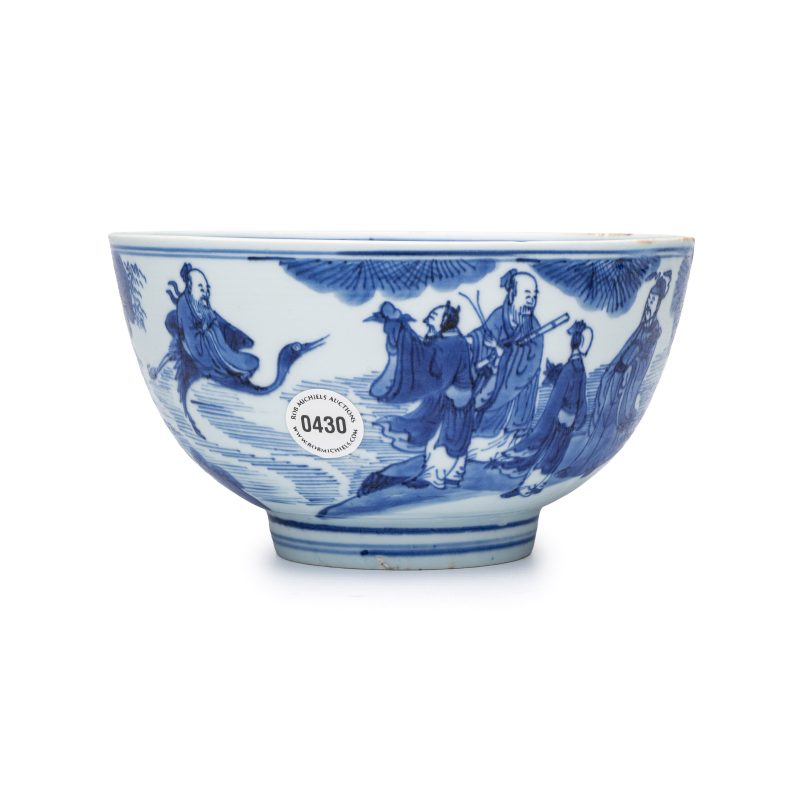 八仙祝壽 | A Chinese blue and white 'Ba Xian Zhu Shou 八仙祝壽' bowl - 图4