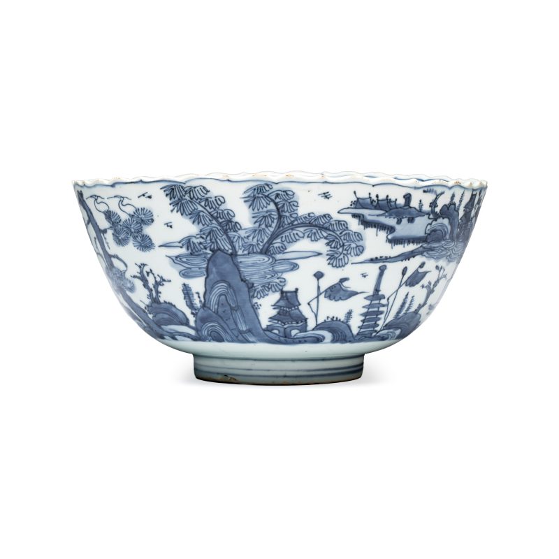 A Chinese blue and white 'Riverscape' bowl - 图5