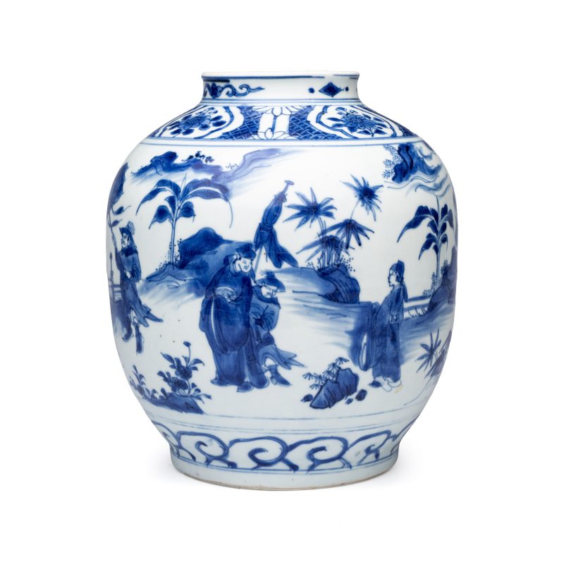 A Chinese blue and white baluster vase with narrative design - 图2