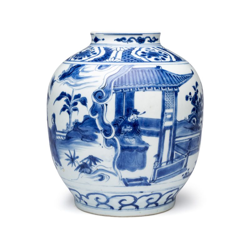 A Chinese blue and white baluster vase with narrative design - 图3