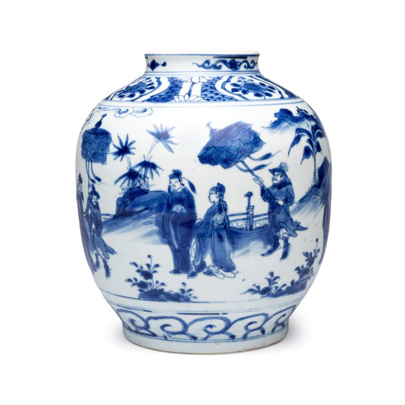 A Chinese blue and white baluster vase with narrative design - 图5