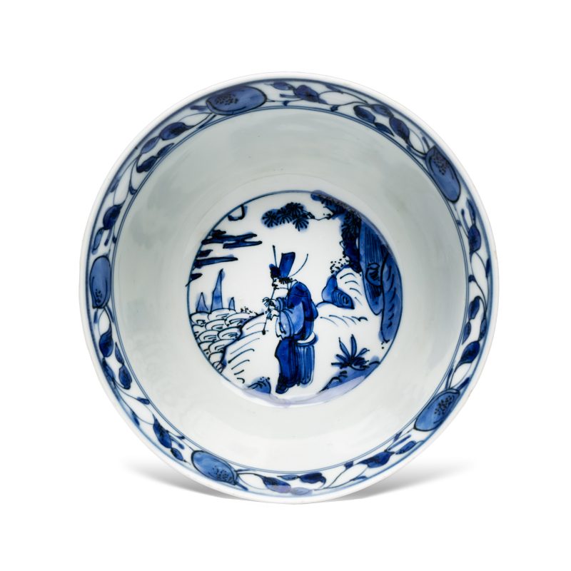 曲水流觴 | A Chinese blue and white 'Qu Shui Liu Shang 曲水流觴' bowl - 图6